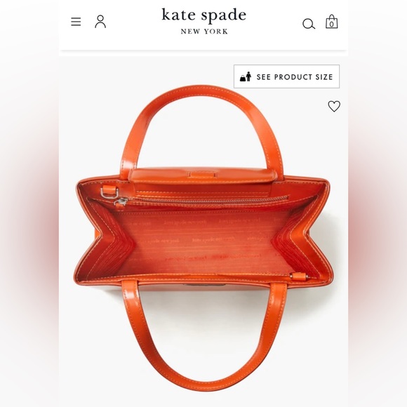 Kate Spade Sam Icon Leather Small Tote ✨ Fiery Orange - Picture 8 of 14